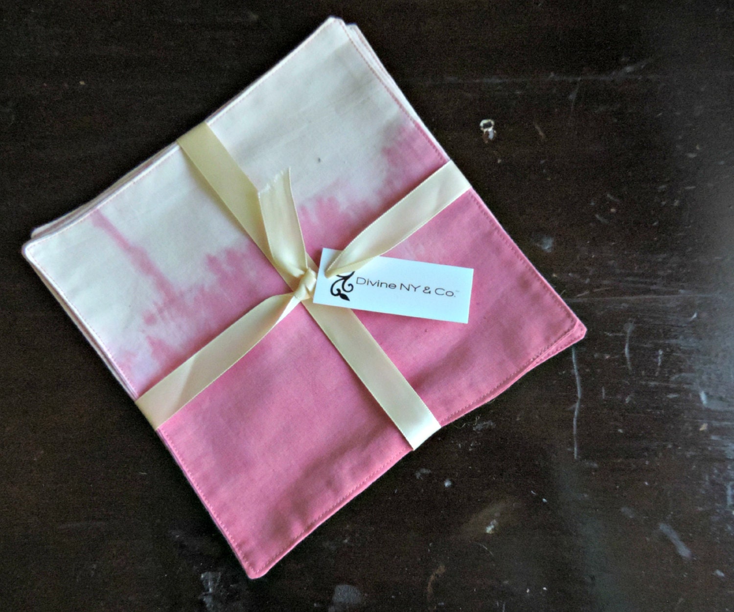 Cloth cocktail napkins pink napkins hand dyed by DivineNYCo