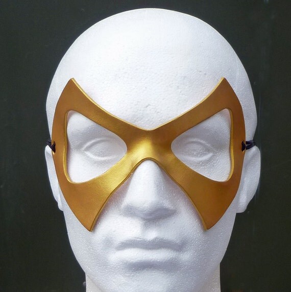 GOLD SUPER HERO Mask in Leather. Designed & Hand Crafted in