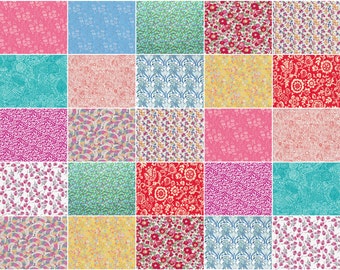 Bright and Breezy, Liberty print charm pack, light bright colours charm squares, 5" patchwork squares