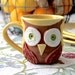 Mr. Owl Ceramic Mug - Retro Bright Yellow - Brown Owl - Original OOAK Design - Ready to Ship