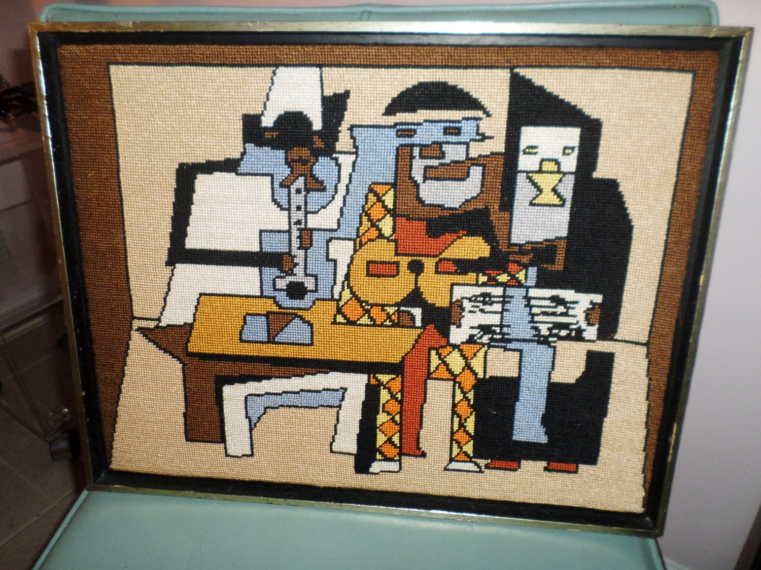 MIDCENTURY MODERN MUSIC / Vintage Picasso Needlepoint