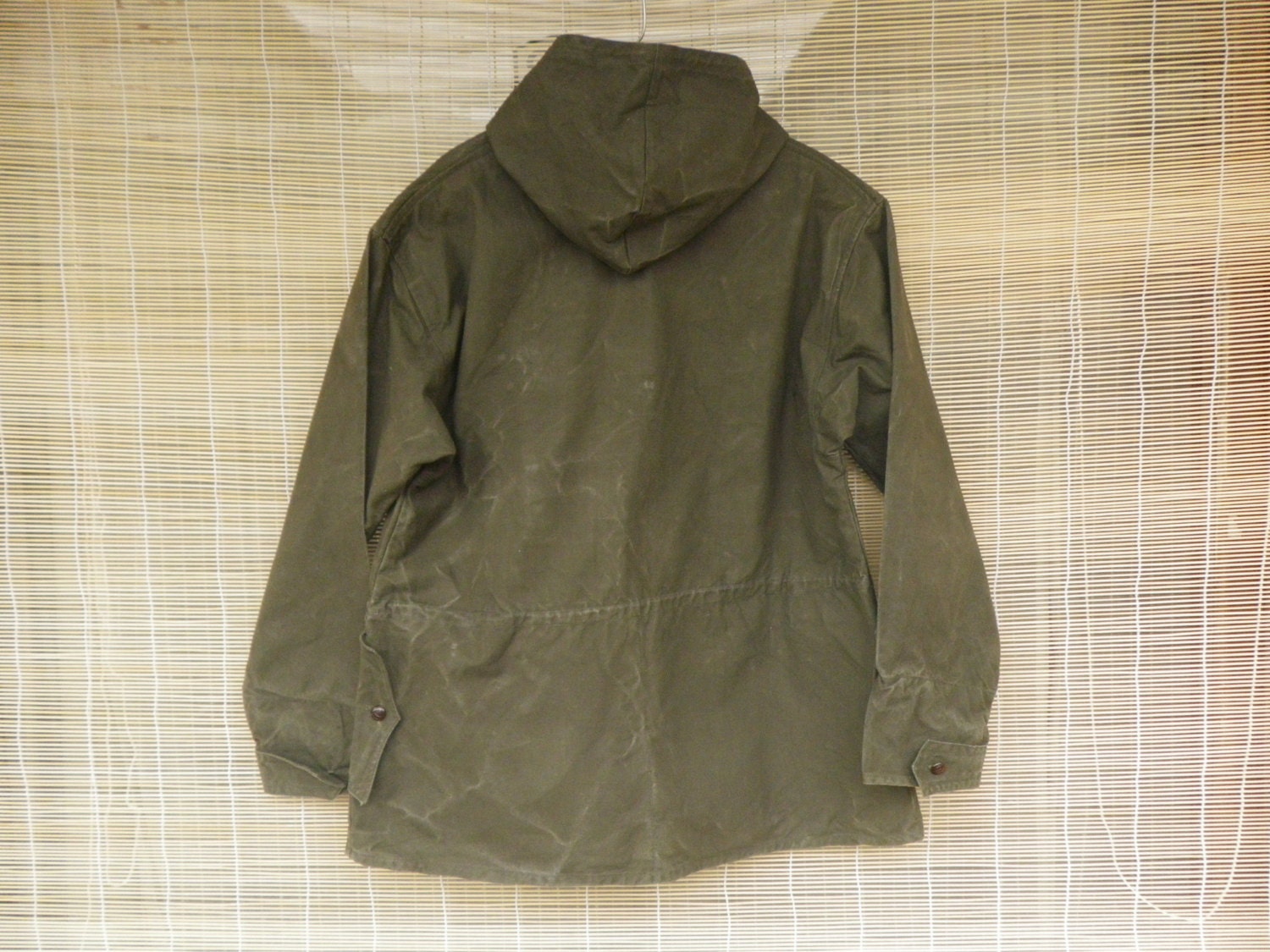 Vintage 1940's Army Green Canvas Hooded Pullover Anorak