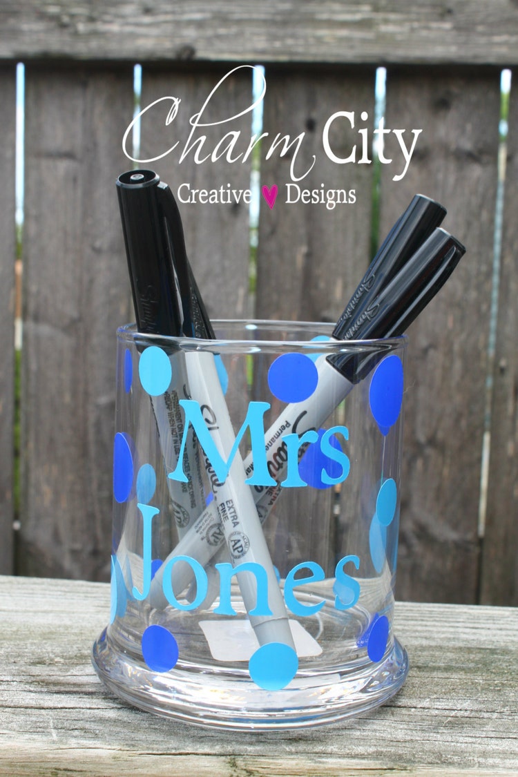 Personalized Pen and Pencil Holder or Makeup Brush by ahindle78