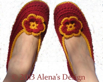 Crochet Pattern 074 - Womens Slippers - Amy includes seven sizes Teen Ladies Women Unisex Adult Shoes Boots Slippers Crochet Pattern Booties