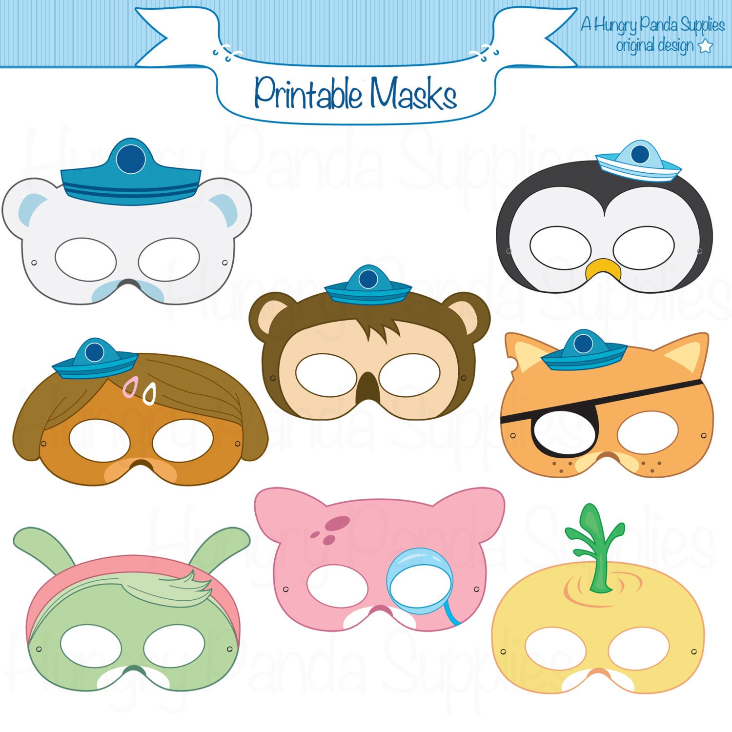 Animal Printable Masks cartoon masks by HungryPandaSupplies