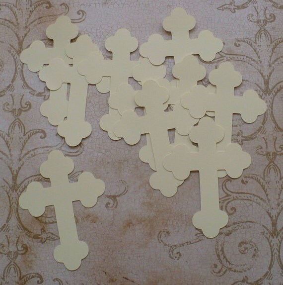 10 Cross Die Cut shape pieces made from Cream Cardstock