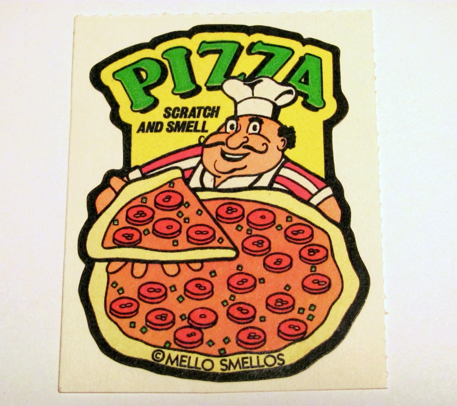 Rare Vintage Mello Smello Scratch and Sniff Pizza Sticker