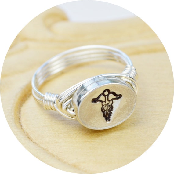 Medical Symbol Ring Sterling Silver Yellow or Rose Gold