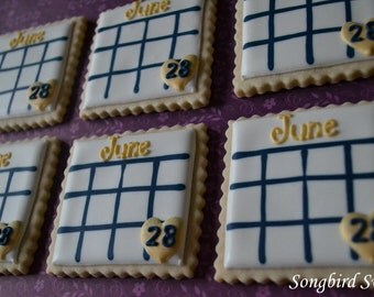Save The Date Calendar Cookies, Wedding, Anniversary, etc. (1 Dozen)
