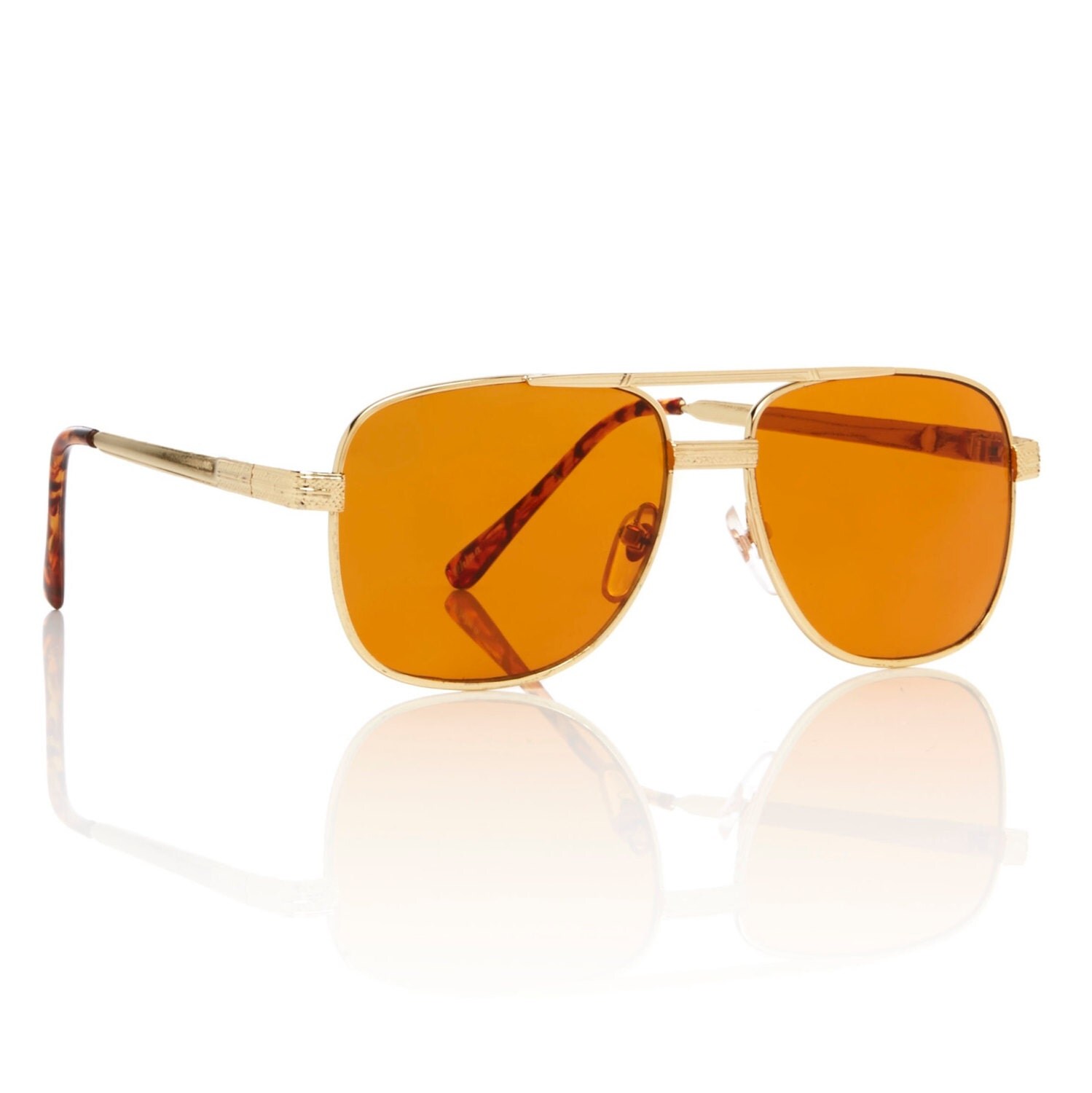 Redford Sunglasses Gold Filigree Aviator Frame Amber Lens Glasses ...