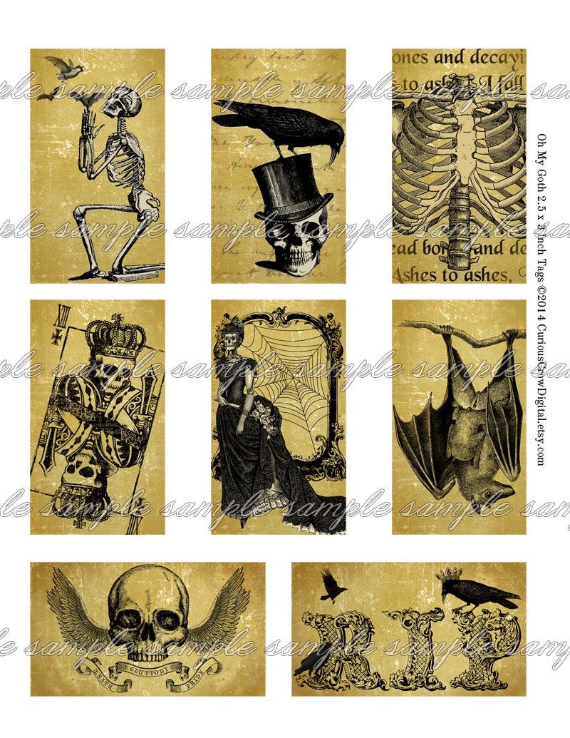 Oh My Goth Creepy Gothic Variety Labels Digital Collage Sheet - INSTANT ...