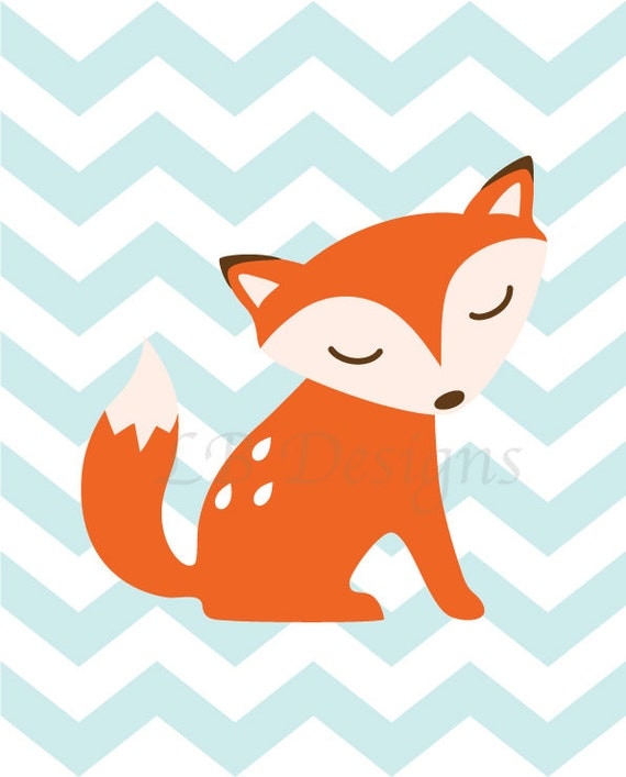 Baby Boy Fox Nursery Print Woodland Nursery Decor Boy