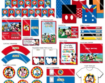 Mickey Mouse Party Decorations, Mickey Mouse Clubhouse Birthday Decorations, Mickey Mouse Party Printables, Mickey Mouse Party Decor Package