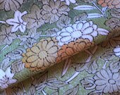 Vintage Kimono Silk, Kimono Fabric, Muted Green Silk Kimono, Autumn Leaf Fabric