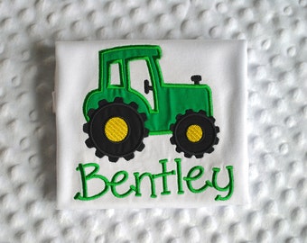 applique free tractor pattern crochet Bodysuit Shirt  Summer Applique  Farmer Applique Tractor   or Applique