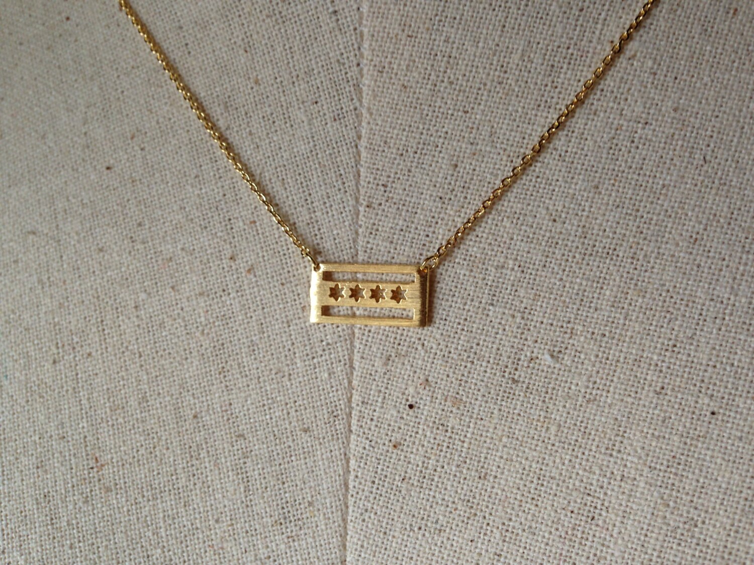 Gold Chicago Flag Necklace Dainty Necklace by