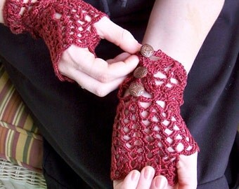 Alice in Wonderland Tea Party Lace Fingerless Gloves- silk and sea cell lace