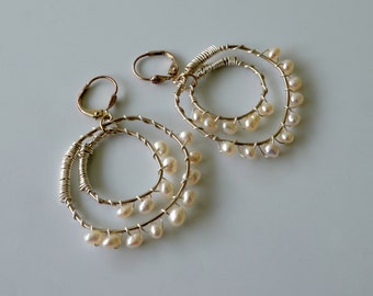 Pearl Cluster Earrings Iris Freshwater Pearls on by ShoreAdore