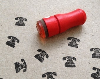 Mini Telephone Rubber Stamp Old Phone