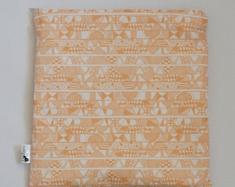 Orange Tribal PUL Lined Wet Bag with Zipper Close