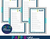 Baby shower well wishes, shower game, grey, tie, aqua blue-instant download Il_170x135
