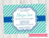 Printable Graduation Party Invitation - Graduation Themed Diagonal Stripe Invite - Colors and Text Customizable Il_170x135