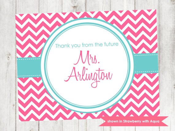 Bridal Shower Thank You Note - Printable Shower Themed Chevron Thank You - Colors and Text Customizable Il_570xn