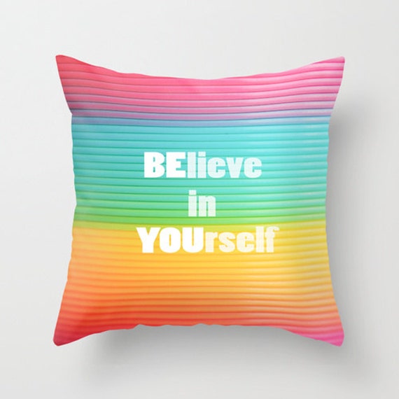 Items similar to Pillow Case Throw Pillow Home Decor rainbow, teen