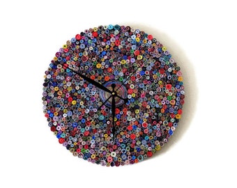 Unique Wall Clock, Large Clock, Recycled Paper Art, Home and Living, Decor and Housewares, Eco Friendly Decor, Recycled Art,