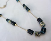 Blue Cloisonne Bead Necklace 1960s Vintage Jewelry