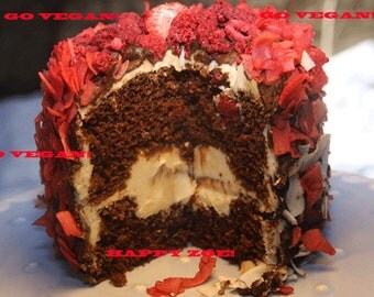 Vegan Love Raspberry Mocha Chocolate Mini Cake, Natural,healthy ingredients,Love and Compassion,Birthday,Wedding.