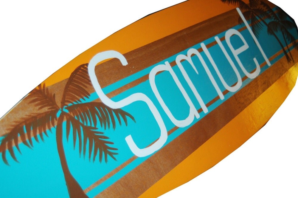 Surfboard Sign Large Personalized Surf Board Wall Art by Seagypsys