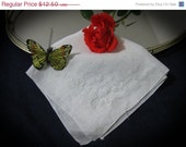 20% Off Sale Vintage Embroidered Flower Lightweight Cotton Hankie Handkerchief  Wedding Bridal