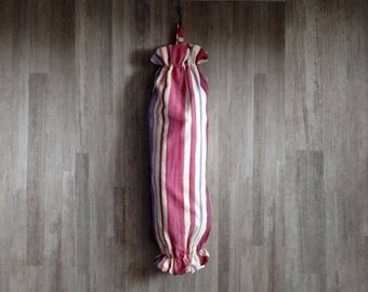 Bag holder - original gift - pink to violet stripes - handmade