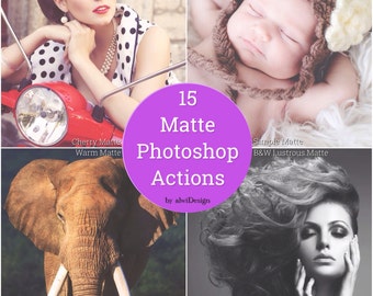 15 Matte Photoshop Actions INSTANT DOWNLOAD The Magazine Editorial Look for your Wedding, Portrait, Nature, Fashion, Product Photographs