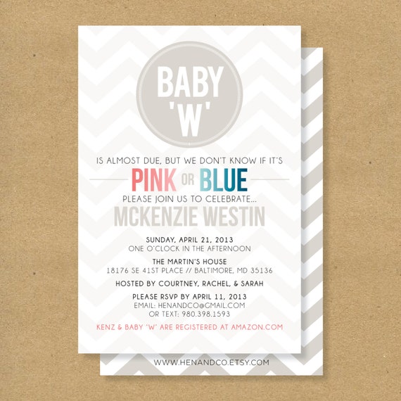 Baby Shower Invitation -- GENDER NEUTRAL — Boy or Girl Baby Shower