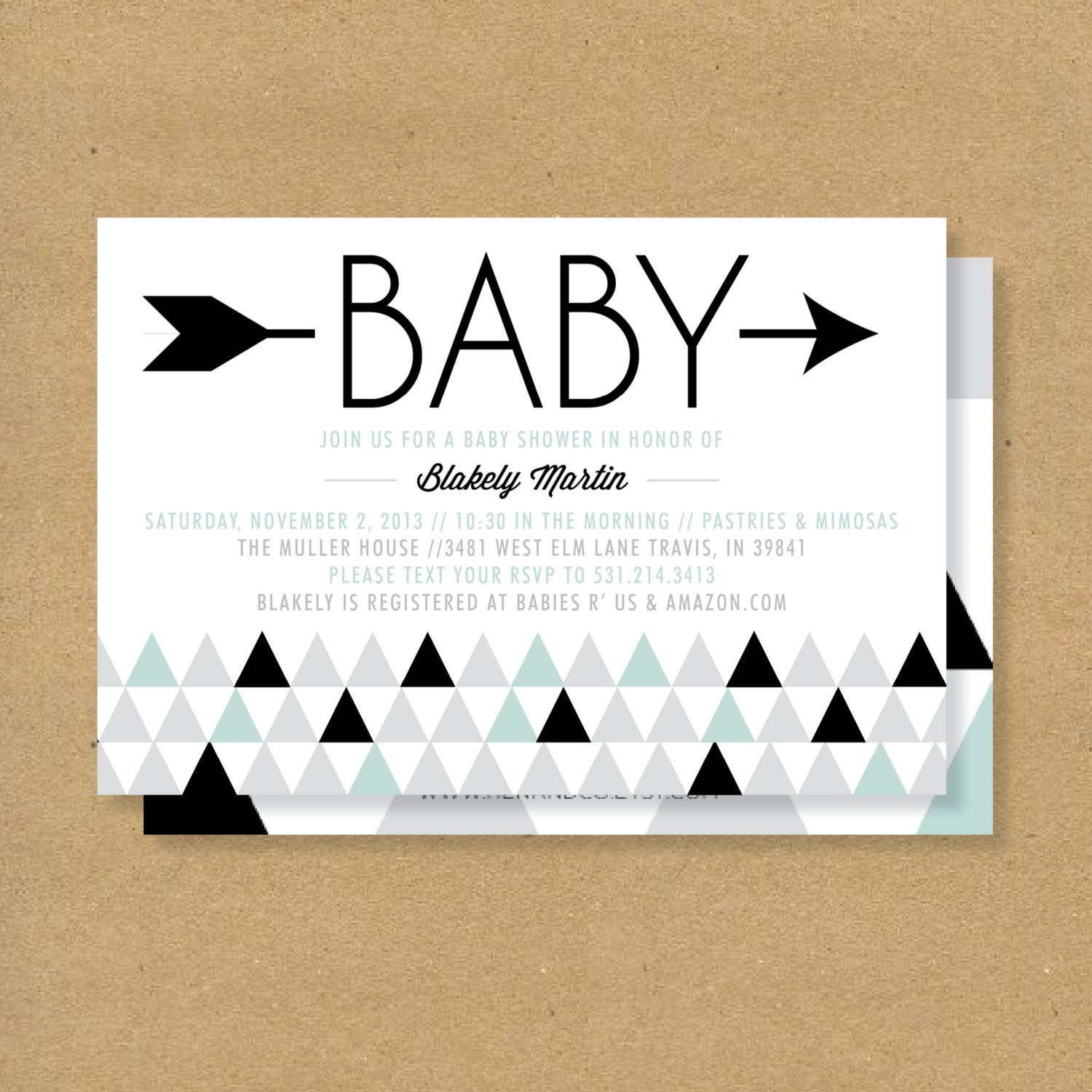 work baby at email surprise shower Gender Arrows by Triangles Baby Invitation Shower HENANDCO &