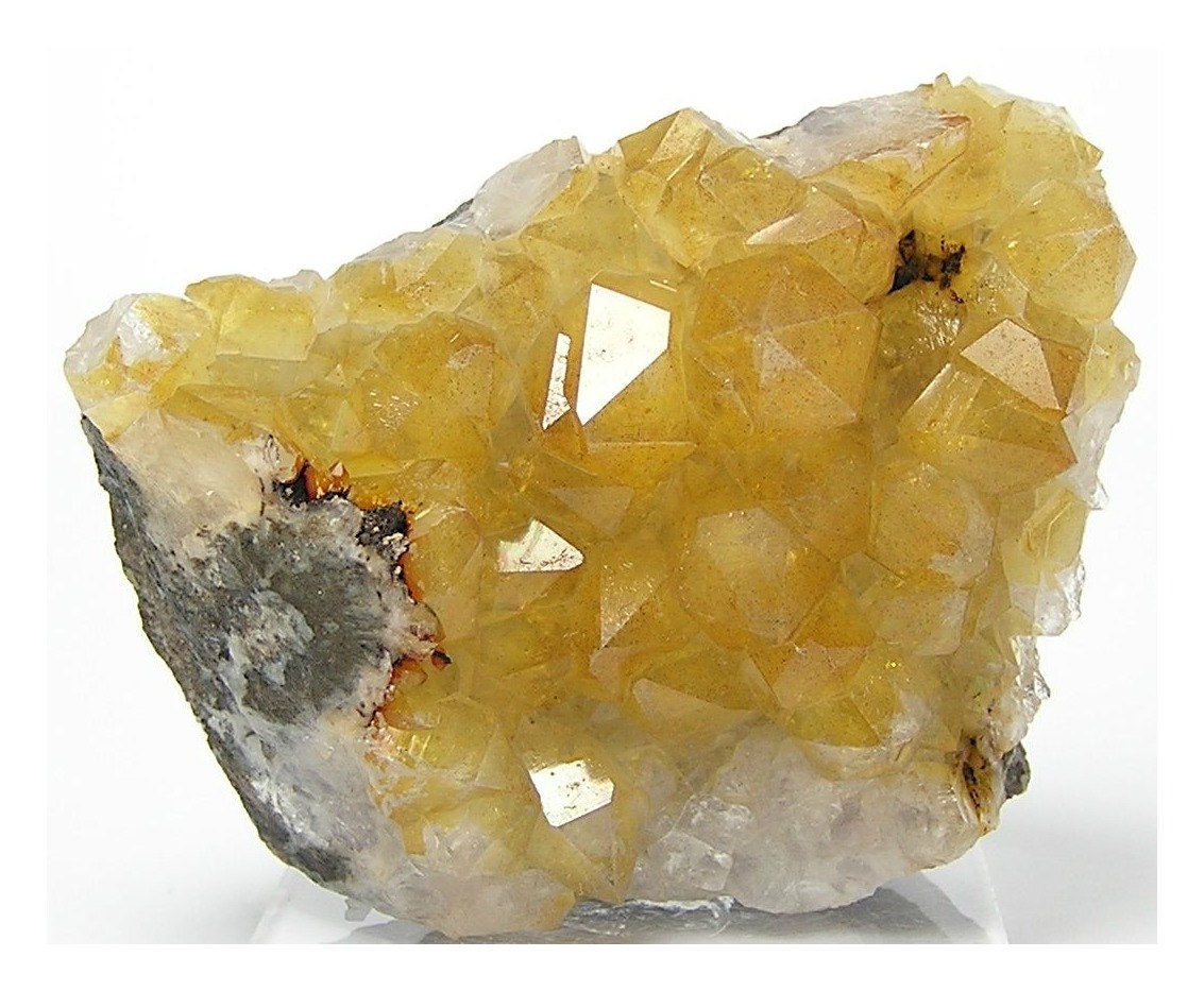 Yellow Citrine Colored Quartz Crystal Cluster All Natural