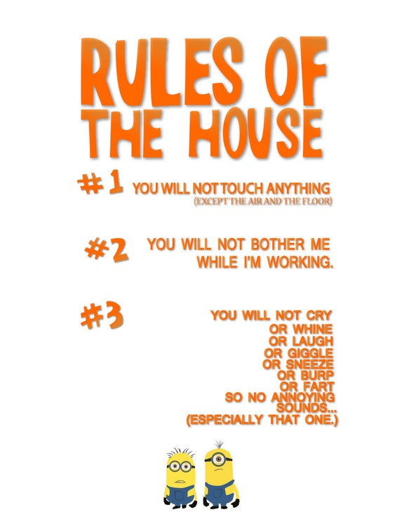 Items similar to funny gru despicable me house rules of the house and