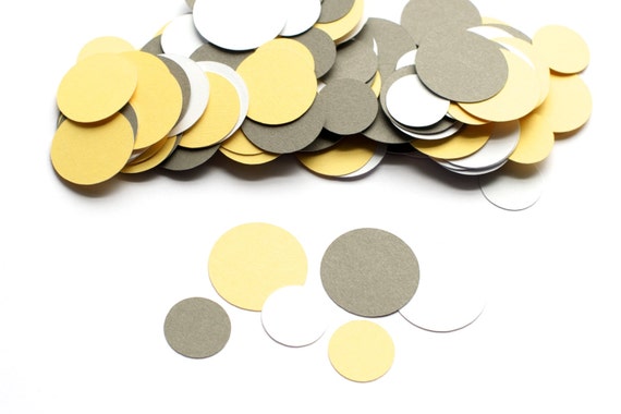Party Decoration Circle Confetti Modern Yellow Gray Baby Shower Il_570xn