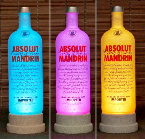 Absolut Vodka Mandrin Color Changing LED by BodaciousBottles