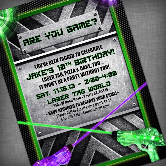Laser Tag Party Customized Printable Invitation