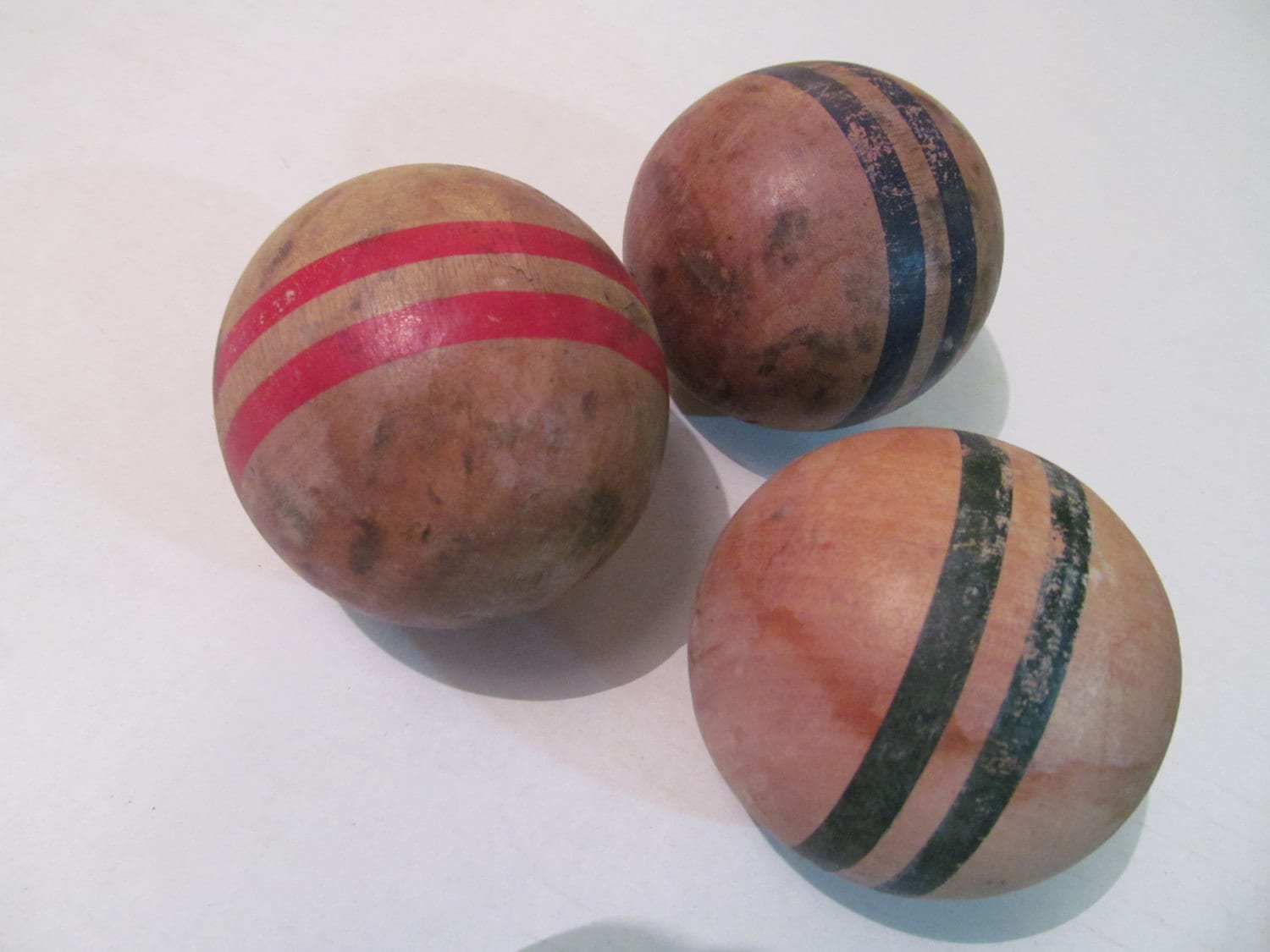 Set of Three Vintage Wood Croquet Balls