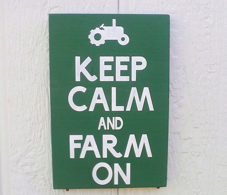 Keep Calm And Farm On Rustic Wood Sign Hand by RedBarnSignCo