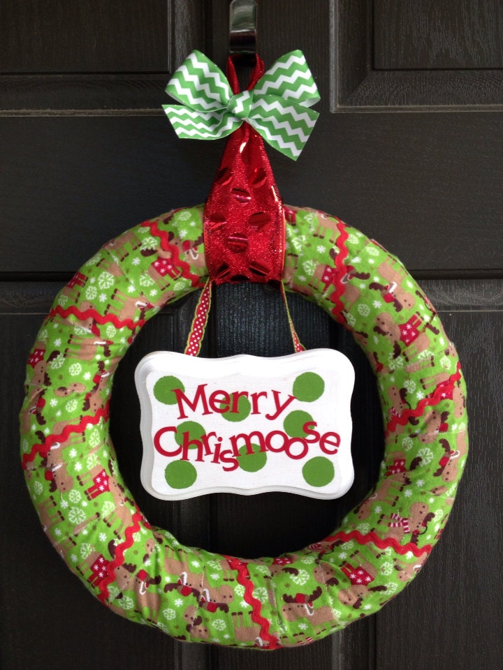 Christmas- Merry Chrismoose Wreath- ready to ship