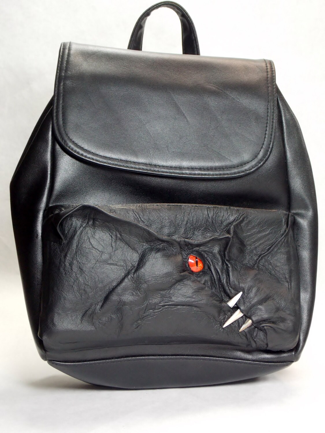 Backpack Dragon Black Leather Goth LARP RPG Cosplay
