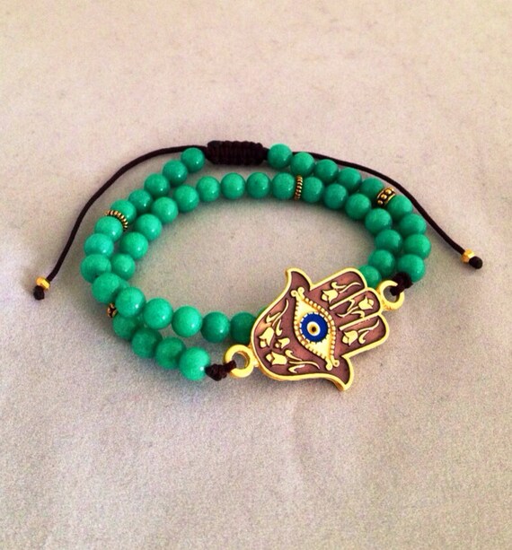 Hamsa Hand Double Wrap Bracelet by TheArtsyNomad on Etsy