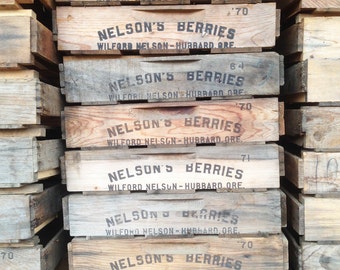 Vintage Wooden Berry Crate -- Rustic Industrial Storage Box