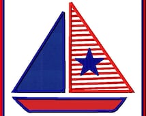 Nautical Sailboat DIY Applique Design For Embroidery Machines- Instant 