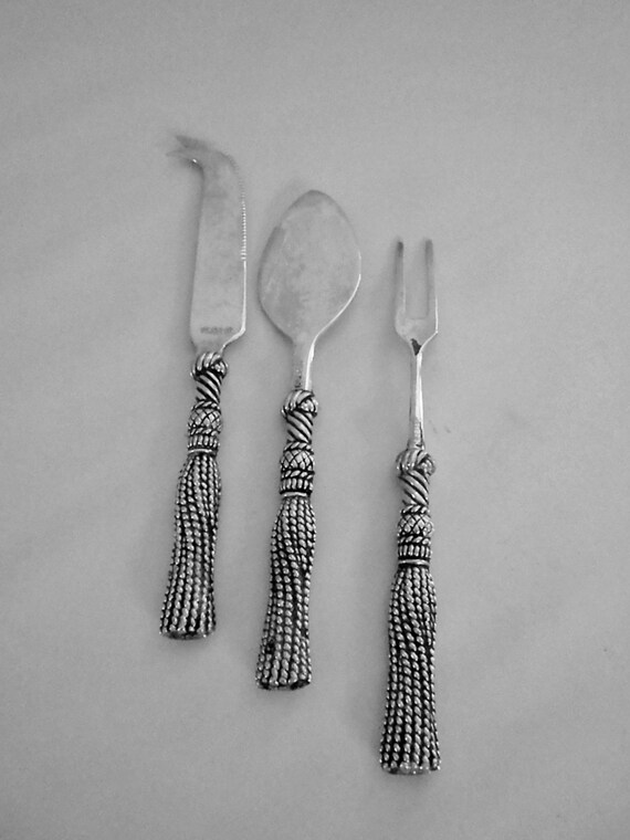 Cheese Knife Pickle Fork Spreader Silea 3 Piece by oldandnew8